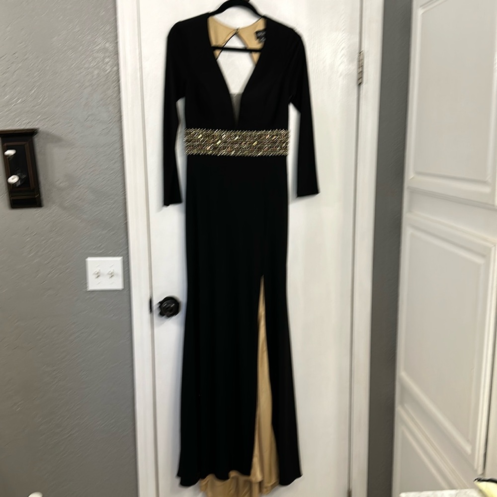 Black and gold evening wear